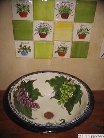 Grapes Washbasin & Tile Combination